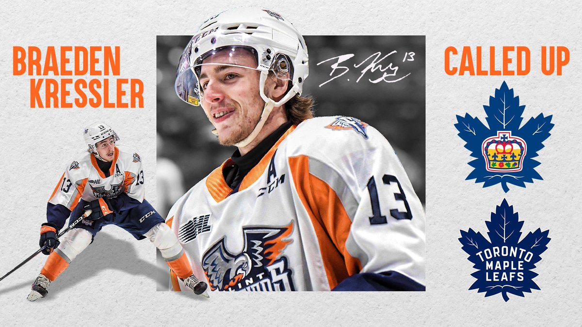 Braeden Kressler Called Up by Maple Leafs, Reassigned to the Marlies (<a href="/TorontoMarlies/">Toronto Marlies</a>)

📰: flintfirebirds.com/article/braede…