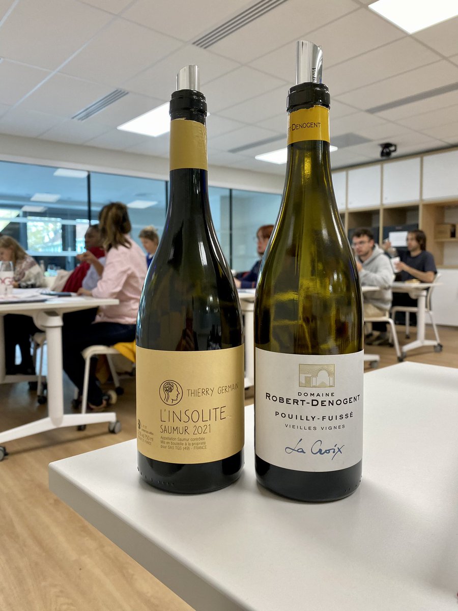 On s’est fait plaisir lors du cours à Kedge.

- Saumur l’Insolite, Thierry Germain, chenin.
- Pouilly-Fuissé La Croix, Robert Denogent, chardonnay.

Vous choisiriez lequel ?

<a href="/KedgeWine/">KEDGE Wine School</a> <a href="/KedgeBS/">KEDGE Business School</a> @thierrygerm #chenin #chardonnay #profbucella