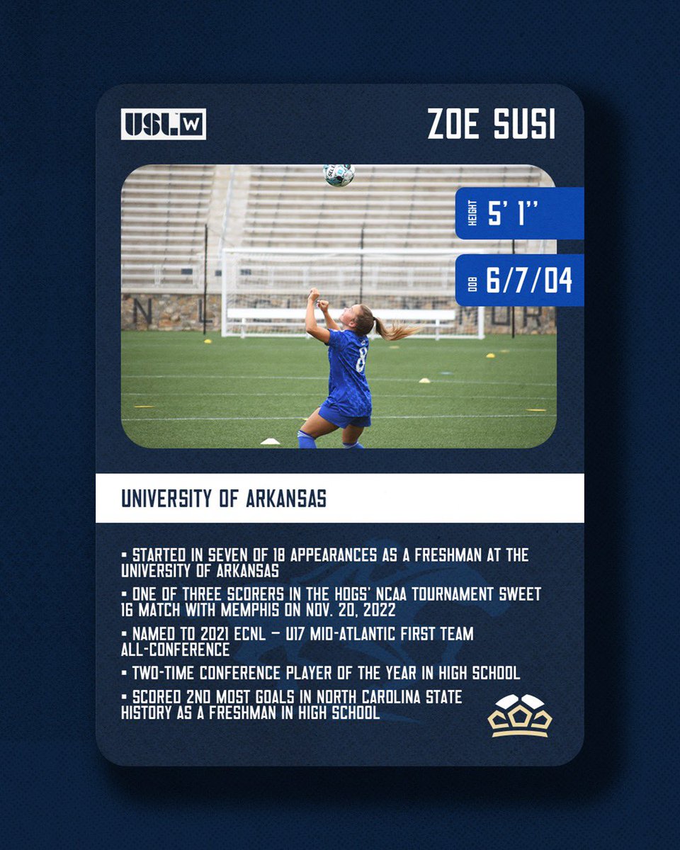 “I am excited to play with the girls again and get back on the field together. I also can’t wait to see how our program develops this year after already having one season under our belt.” - Zoe Susi 

Swipe 👉 for some of Zoe’s key stats and career highlights.

#WeAreCLT