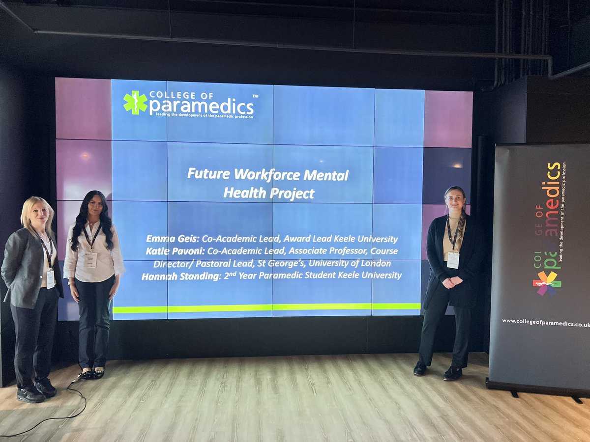 K_Pavoni's tweet photo. Proud to be presenting at the @ParamedicsUK Student Conference- exploring the importance of paramedic mental health &amp; wellbeing. The futute’s bright! Great to see some of our lovely @StGeorgesUni students there too! @EmmaGeis2 @hannahstandingx #fwmhp #paramedicmentalhealth https://t.co/5DIvLDOrkz