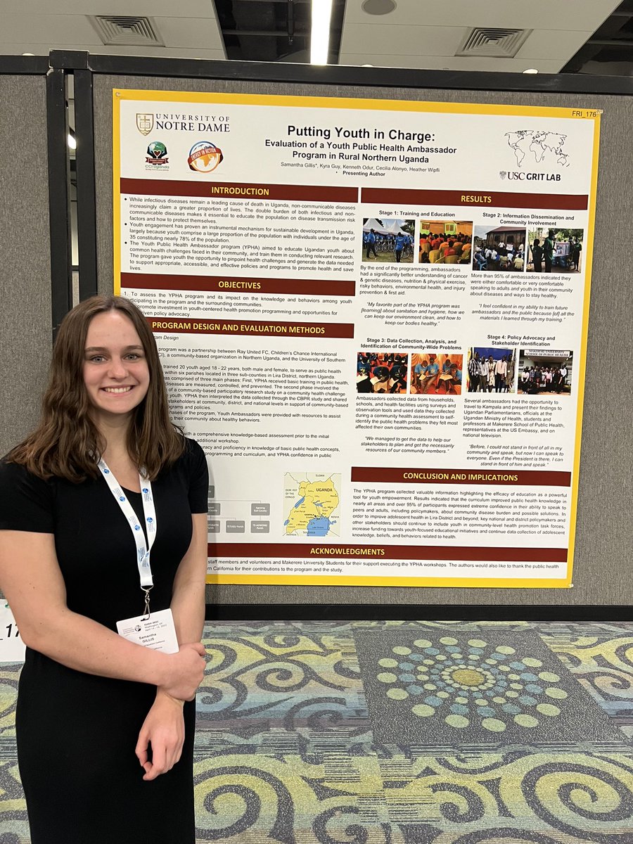 If you’re at #CUGH2023 stop by @NotreDame student Samantha Gillis’ poster about our incredible Youth Public Health Ambassador program in northern Uganda. Proud of you Sam!!