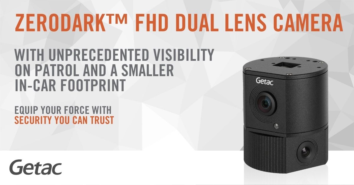GetacUS's tweet image. Getac’s ZeroDark FHD Dual Lens Camera offers superior recording with a minimal in-car footprint. The compact camera features an ultra-wide, 180° lens, giving officers unprecedented visibility.

Learn More bit.ly/3KjF5E7

#Getac #ConnectedAndProtected