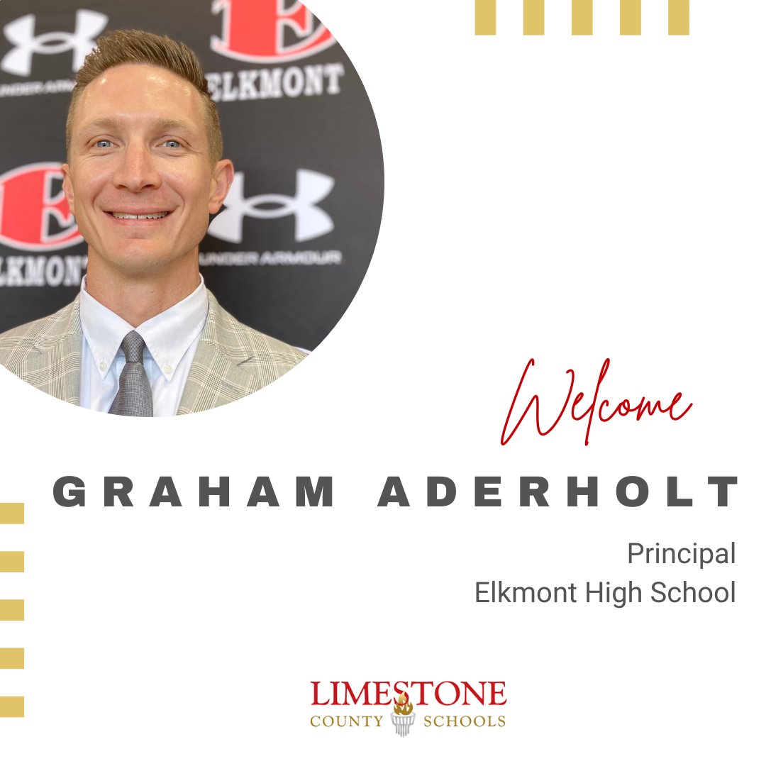 LCSforKids's tweet photo. Superintendent Dr. Randy Shearouse is excited to announce Graham Aderholt as the new principal of Elkmont High School.

Welcome to the LCS Family Mr. Aderholt! https://t.co/Cz29HN6yR0