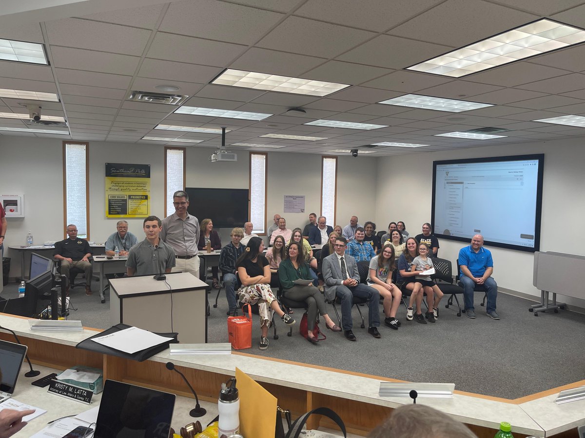 SEPSchools's tweet photo. Jack Deahl, SEP jr., was recognized @ the School Board meeting for earning the only drummer position in the National Jazz Band. Jack  joined other outstanding musicians nationwide as part of Music for All’s 2023 Jazz Band of America in Indianapolis. Congratulations Jack! #1SEP https://t.co/ITkb6wV5Fx