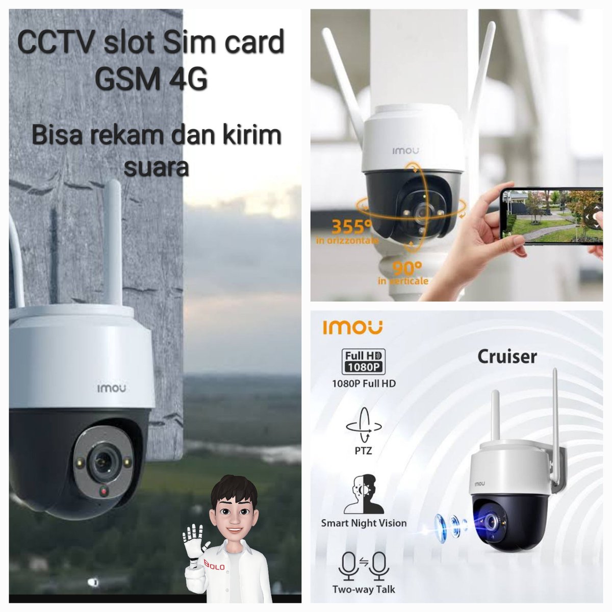 bolosolutions's tweet photo. IPCam Imou Cruiser / CCTV bisa Sim Card GSM Outdoor, Tahan Air.

Bisa menggunakan sim card GSM 4G Cocok bagi lokasi yang tidak mempunyai Internet. 
Cocok untuk mengawasi perkebunan, proyek, desa dll.

Bisa rekam suara.
Bisa kirim suara.

Penyimpanan rekaman di micro SD / cloud https://t.co/IWDsdIZpJ8