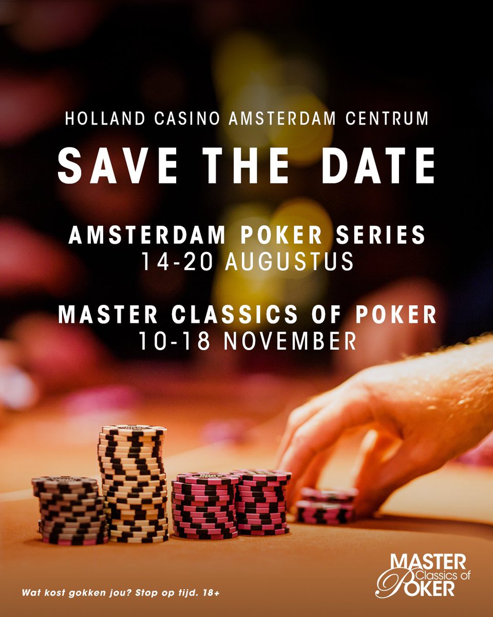 Grab your calendar and mark down these dates 🗓️ Master Classics of Poker, November 10-18, 2023. And a brand new tournament in the summer ➡️ Amsterdam Poker Series, August 14-20, 2023. All at <a href="/hollandcasino/">Holland Casino</a> Amsterdam City Centre! ♠️♥️♣️♦️
#mcop #poker #amsterdam #hollandcasino