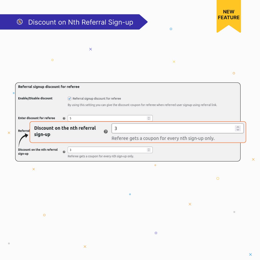wpswings's tweet photo. Another new update in Coupon Referral Program: By clicking on the discount on the nth referral sign-up option you can set the number of signs up you want to provide coupons to the referee.

Learn more: 🔗 https://t.co/agWSk7ZgbF @WooCommerce 

#WPSwings https://t.co/rV9pFJ3QoM