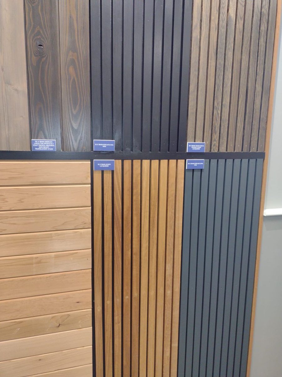 MurdockMerchant's tweet image. A modern take on internal panelling ✨

An office fitted with Slatted Iroko Cladding!

44x18mm SE Iroko is a stock item of ours and is readily available for those jobs that need a quick turn around!

Details left ➡️ right...

What will you go for??😀

#internalcladding