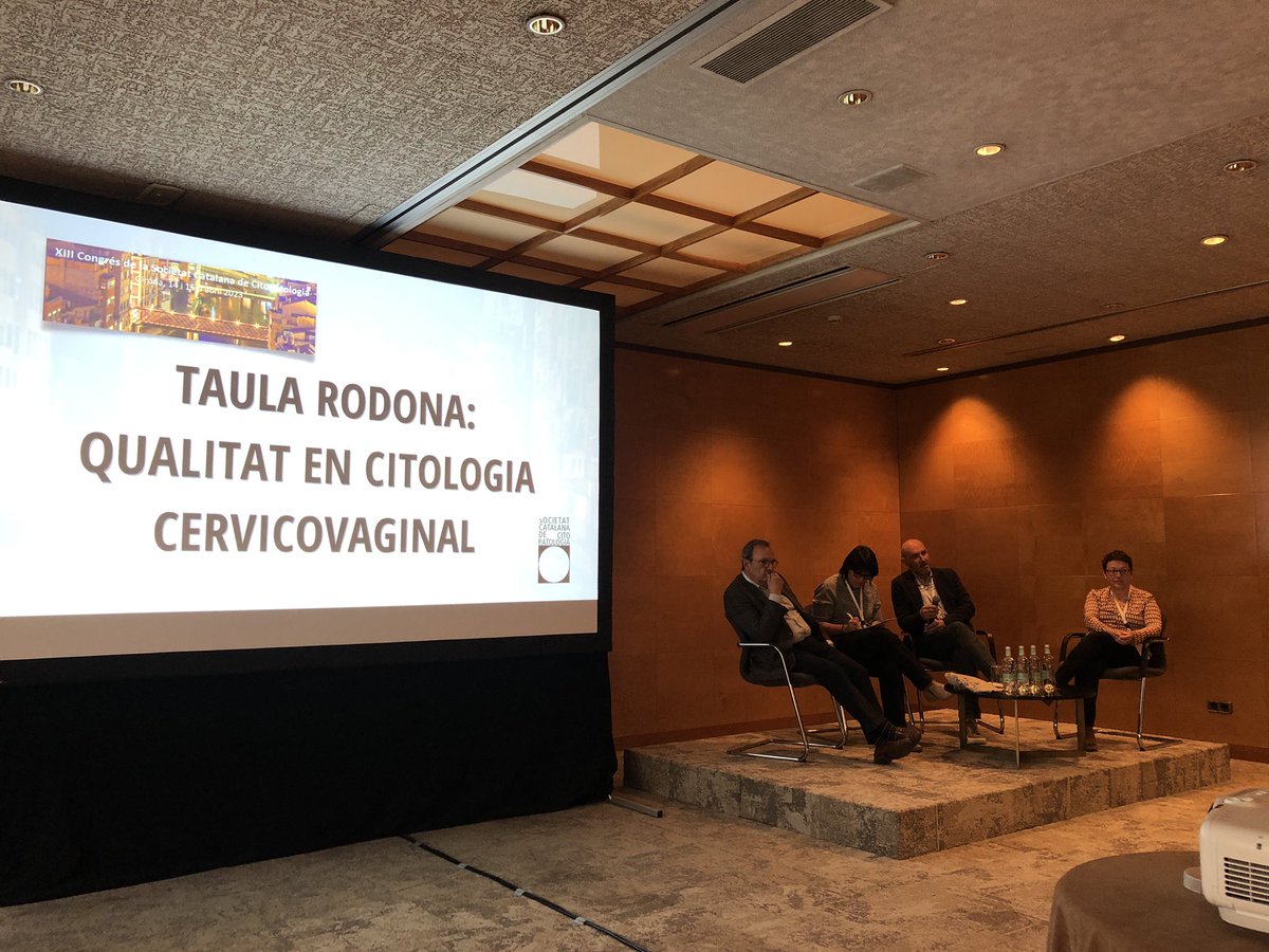 CitopatolCAT's tweet photo. Gran discusió en la Taula Rodona sobre Qualitat en Citologia Ginecològica durant el XIII Congrès Català de #Citologia. 
Ponents: Dr @TresserraF , Dr.Alameda, Dra.Robles i A.Ferran 
#CitopatCat https://t.co/1IImH0YN8r