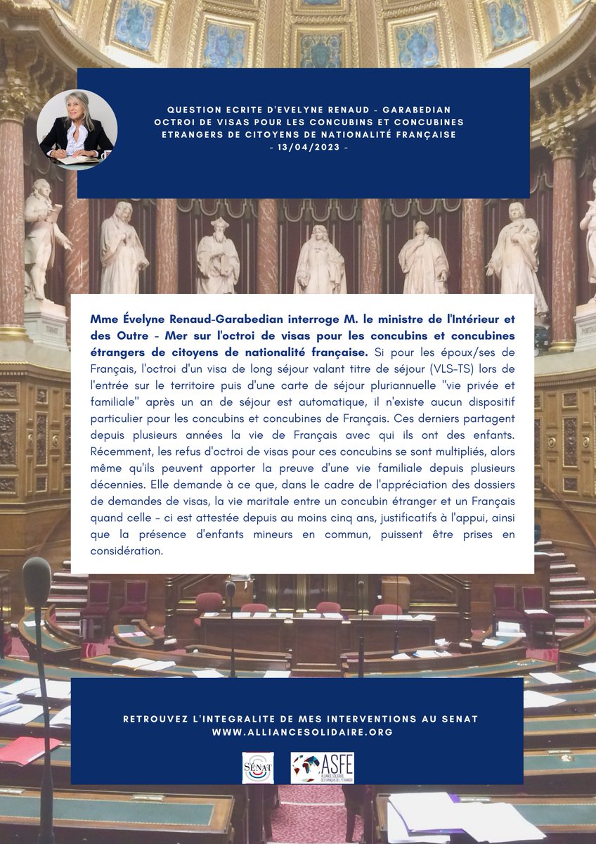 e_renaud_G's tweet photo. â#QuestionEcrite Quand la vie maritale entre un concubin Ă©tranger et un Français est attestĂ©e depuis au moins 5 ans et lorsqu'il y a des enfants mineurs, j'ai demandĂ© Ă ce que ces conditions puissent ĂȘtre prises en considĂ©ration pour l'octroi de visa aux concubins de citoyens đ«đ· https://t.co/by4JBAeYa2