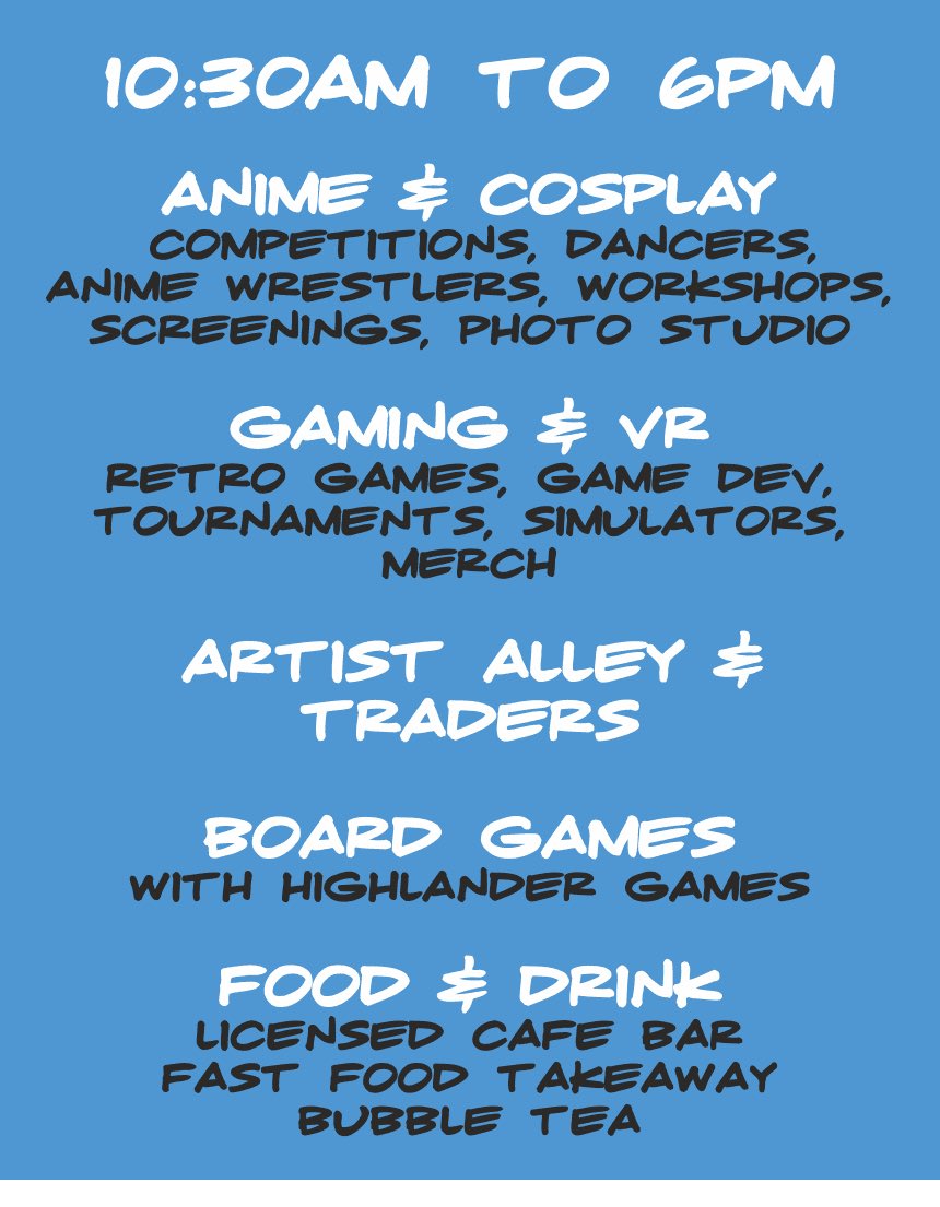 This Saturday is Deecon, one of Dundee’s longest running pop culture events dusa.co.uk/deecon
#anime #cosplay #artistsalley #manga #comics #games