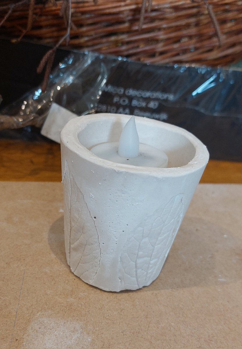 T-light holder prototype...... I shall re-visit this next week #plaster #candle #leafprint