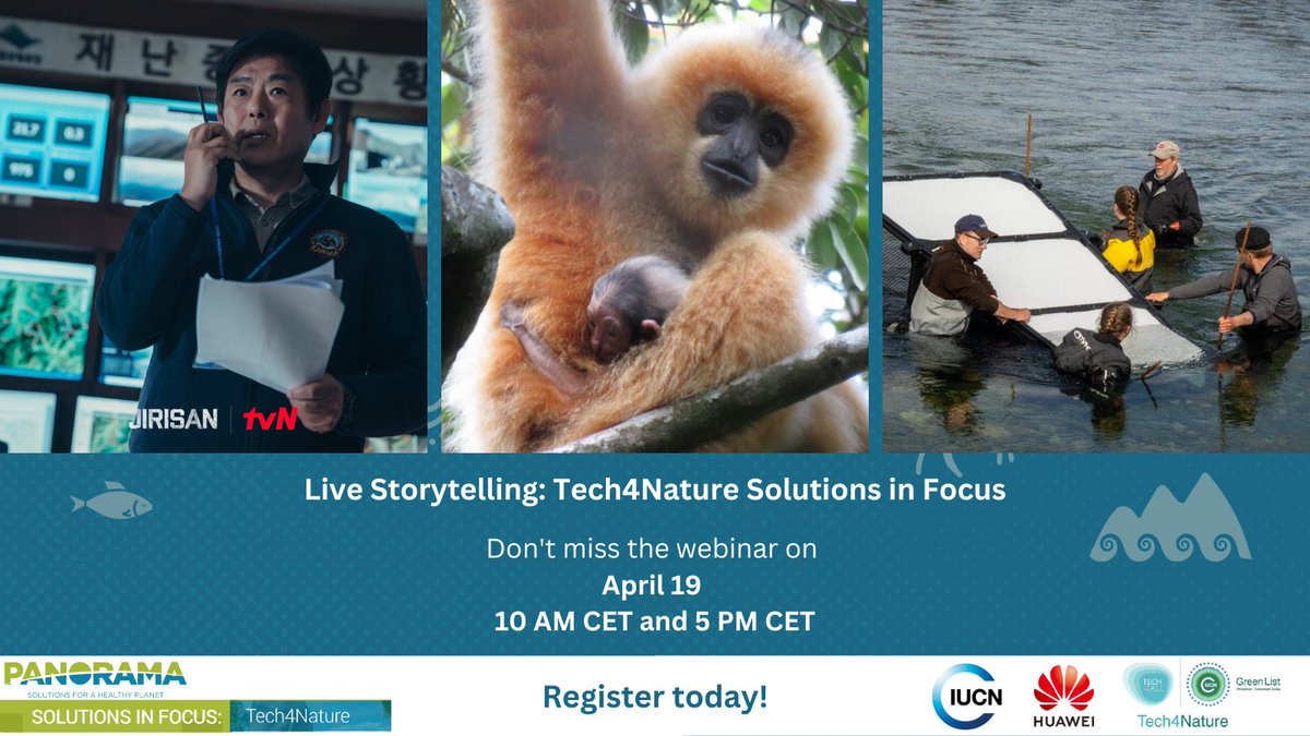 IUCN_PA's tweet photo. INVITATION: Live Storytelling: Tech4Nature Solutions in Focus [EN] April 19 10 AM CET / 5 PM CET

➡️Learn more &amp; register here  (AM session): https://t.co/6y128WB3Is

➡️Learn more &amp; register here (PM session): https://t.co/wwVdjlpnyH

#IUCNGreenList #Tech4Nature @HUAWEI_TECH4ALL https://t.co/YpWl9KrmJE