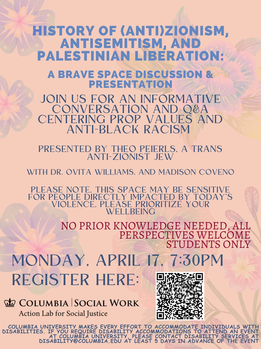 CsswAction's tweet photo. Join us for a conversation on (anti)Zionism, antisemitism, and Palestinian liberation, centering PROP values and an anti-oppressive framework. No prior knowledge necessary, all perspectives and questions welcome. https://t.co/keVe1Wo51k