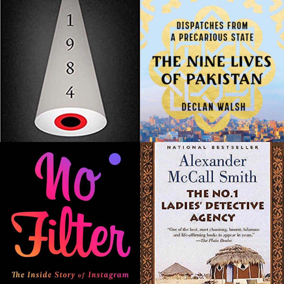 Kavity85's tweet image. Day 14:
1984 - Wonder how Big Brother will work in today’s all-seeing world
9 lives of #Pakistan by @declanwalsh - Must read to understand our neighbour better
No filter by @sarahfrier - brilliant one on #instagram
No. 1 ladies detective agency - Soul food
#AtoZChallenge #booktwt