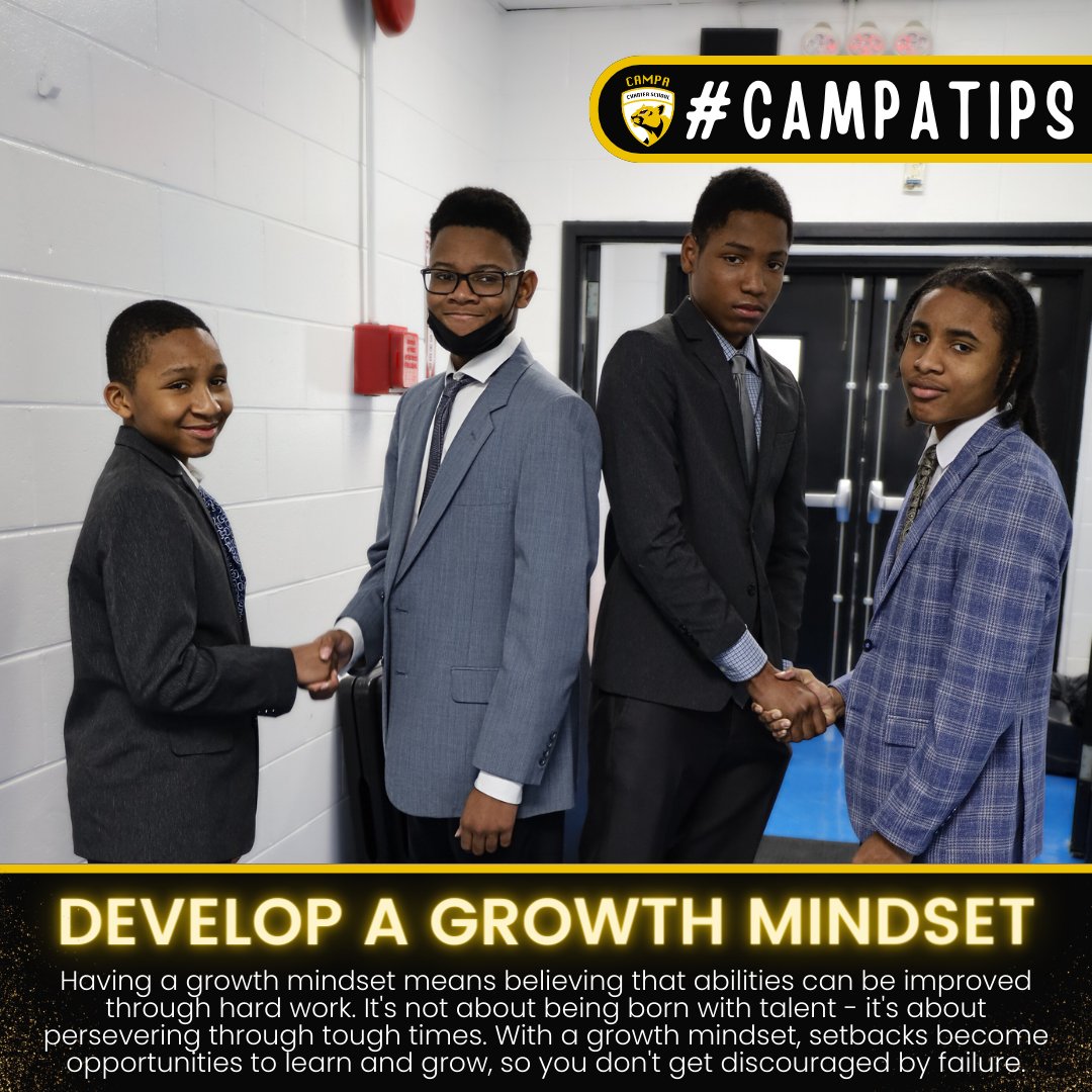 Campa_Charter's tweet image. ##CAMPATIPS | Unlock your full potential with a growth mindset! 🚀 You got this!🚀👊 😺
-
-
-
-
#campacharter #socialemotionallearning #selfawareness #personalawareness #selfawareness #growthmindset #GoalSetting #HardWork #GrowthMindset #BelieveInYourself