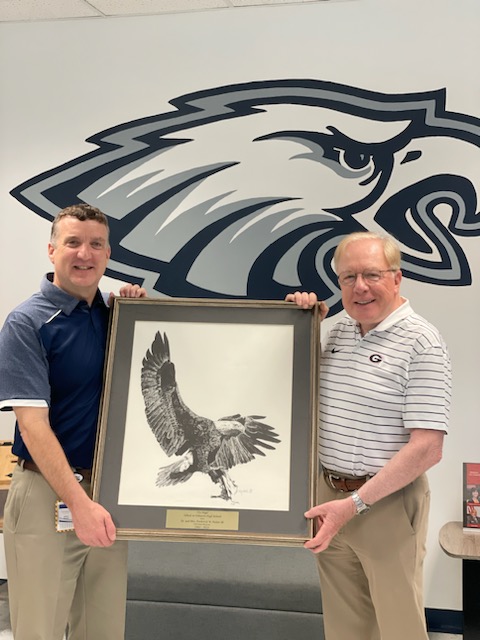 A special thank you to longtime OHS Team Physician, Dr. Parker, for gifting us this wonderful Eagle portrait. Dr. Parker served our community and worked with our Eagles for over 40 years. Wishing him the best during his well-deserved retirement. #OneOsbourn #MCPSProud
