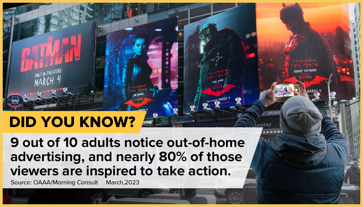 moagency's tweet photo. “Half my advertising spend is wasted; the trouble is, I don’t know which half.”
Well, we know which half ISN'T wasted - a new @YourOAAA study finds that 9 in 10 adults notice OOH ads and nearly 80% of those viewers are inspired to take action!
https://t.co/oSu7kgSB7k
#OurMO https://t.co/e0v6fKPxPg