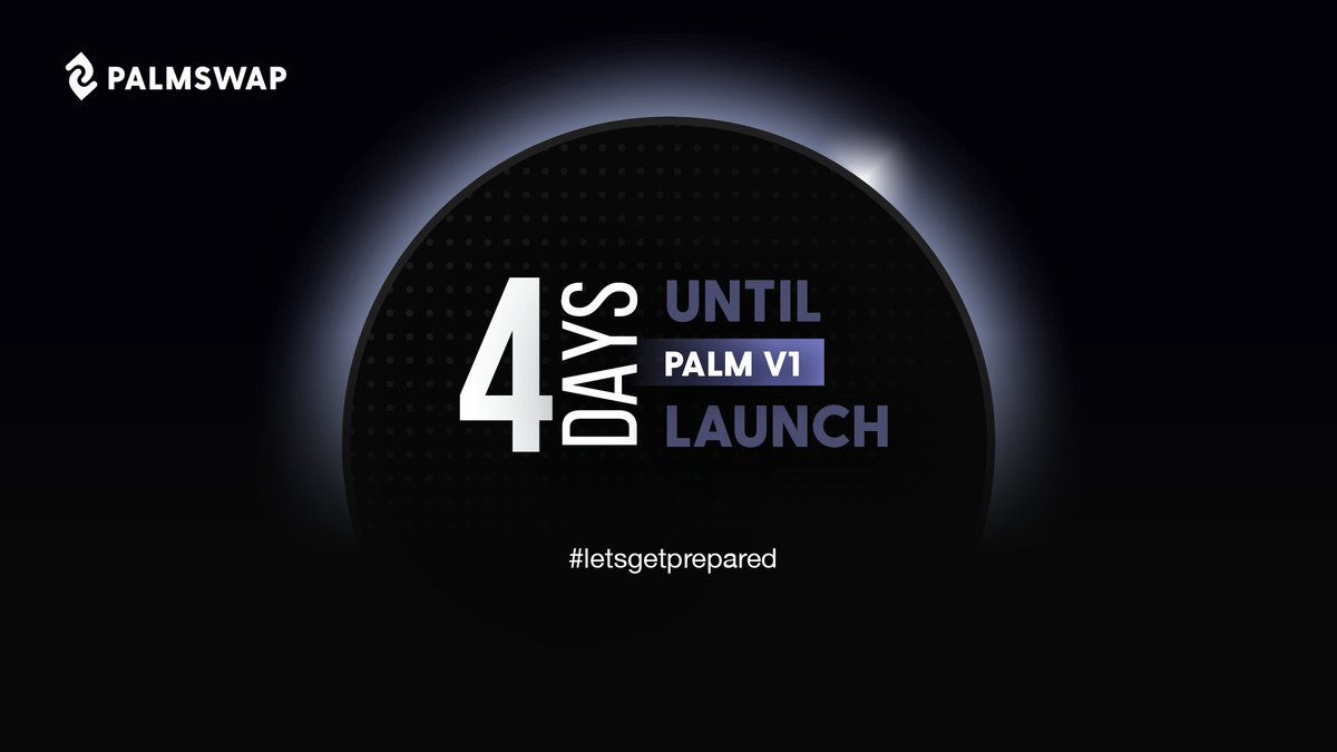 FUNDEDbyFoxify's tweet photo. With just 4 days to go until the launch of #PalmSwap V1, excitement is building in the #crypto community! Our platform is set to transform the way you trade #DeFi assets, providing unparalleled speed and security.  #PALM #DEX https://t.co/81kWPC1Y0D