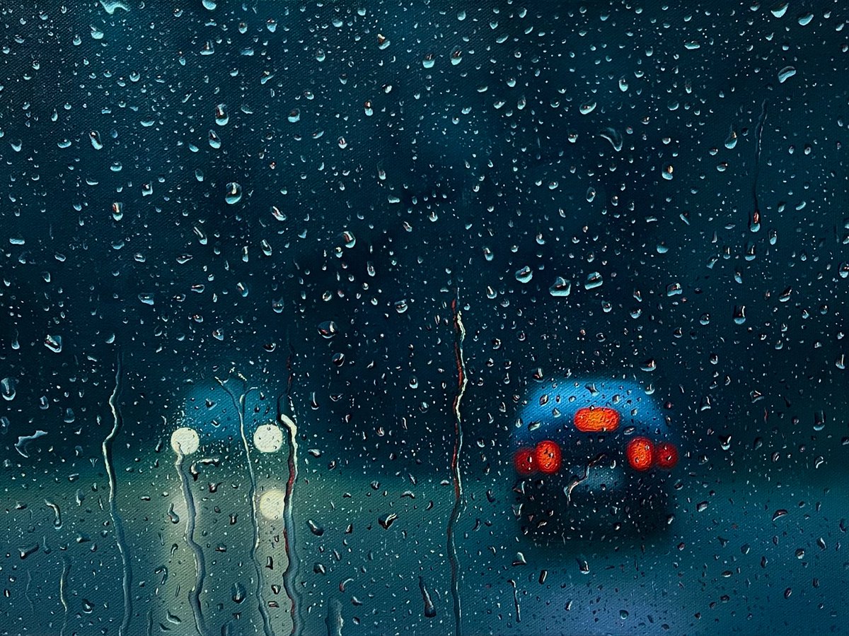 rionabuthello's tweet photo. My oil painting of a rainy car window https://t.co/r3CzIElmUV