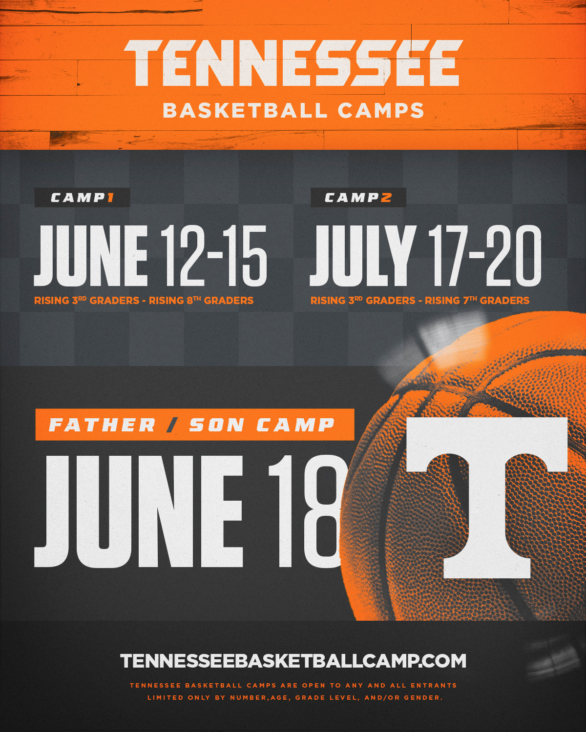 Tennessee Basketball on Twitter "Summer camp registration is LIVE! • 2 Day Camps (3rd8th grade