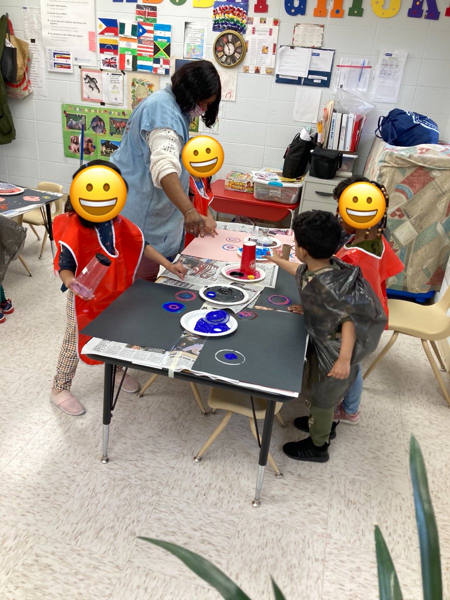 Ms. Margaret's Pre-K class at HOPES celebrated The Week of The Young Child's Artsy Thursday by creating art with recyclable materials to resemble Kandinsky's artwork. I think we may have some budding artists here.