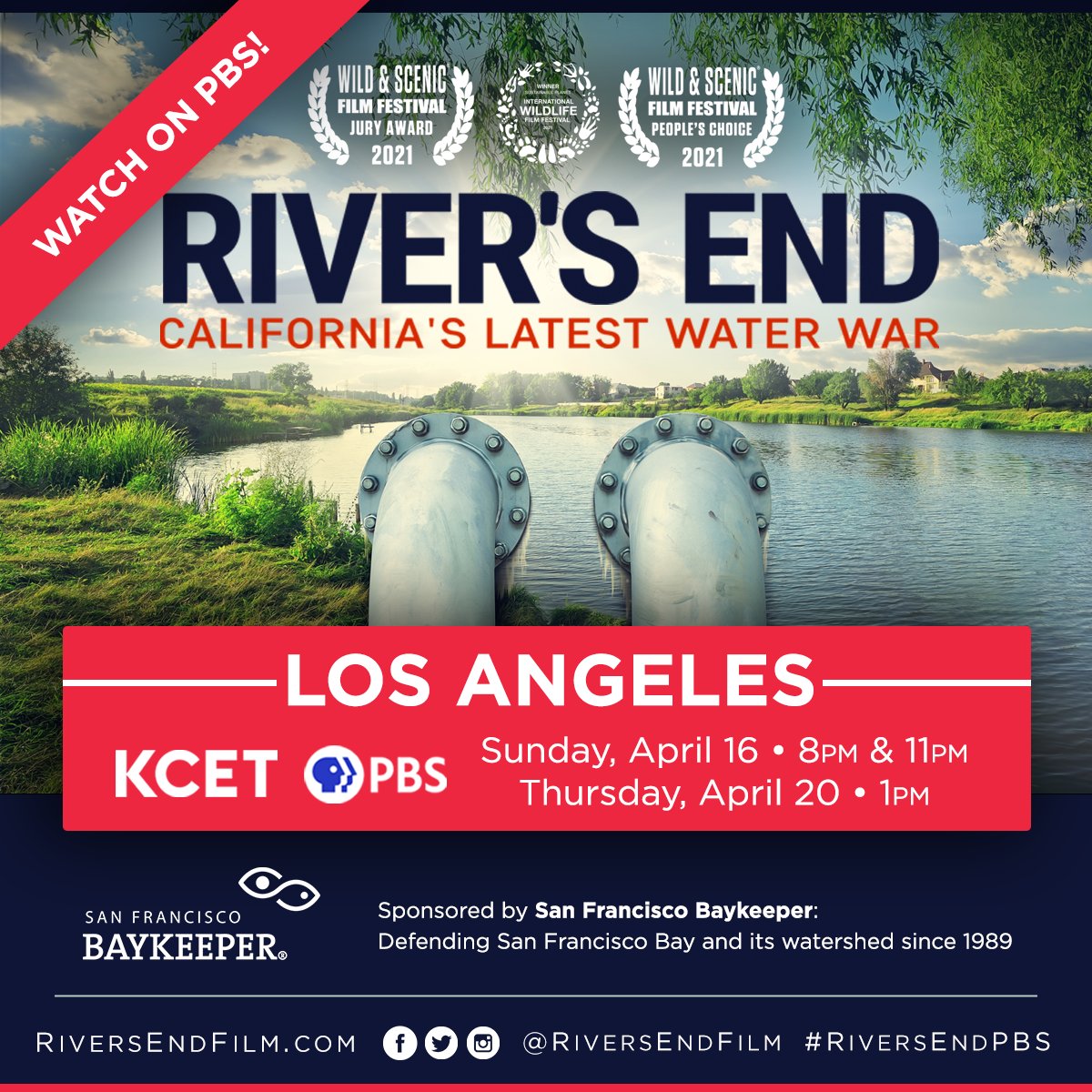 #LosAngeles: “Get set to have your 👁️👁️ opened.” - Cinema Scene See the film that reveals the full story behind California’s water crisis when @RiversEndFilm airs in April on @KCET. Learn more: bit.ly/3nJeBof Sponsored by: @SFBaykeeper