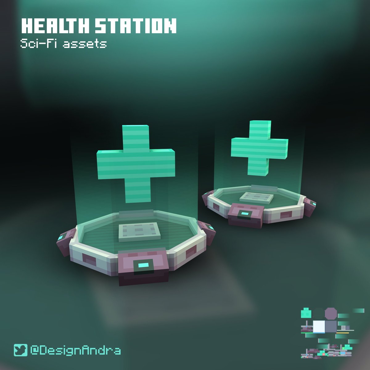 DesignAndra's tweet image. #Day9
Health Station ✅🩹
#minecraft #scifi #healthstation #minecraftmarketplace #blockbench #3dmodeling #3d #art #design #voxelart #voxel #pixelart #pixel #futuristic #gamedev #indiedev #gameart #MinecraftLegends #minecraft違法建築イベ #MinecraftDondeQuieras #Minecraftbuilds