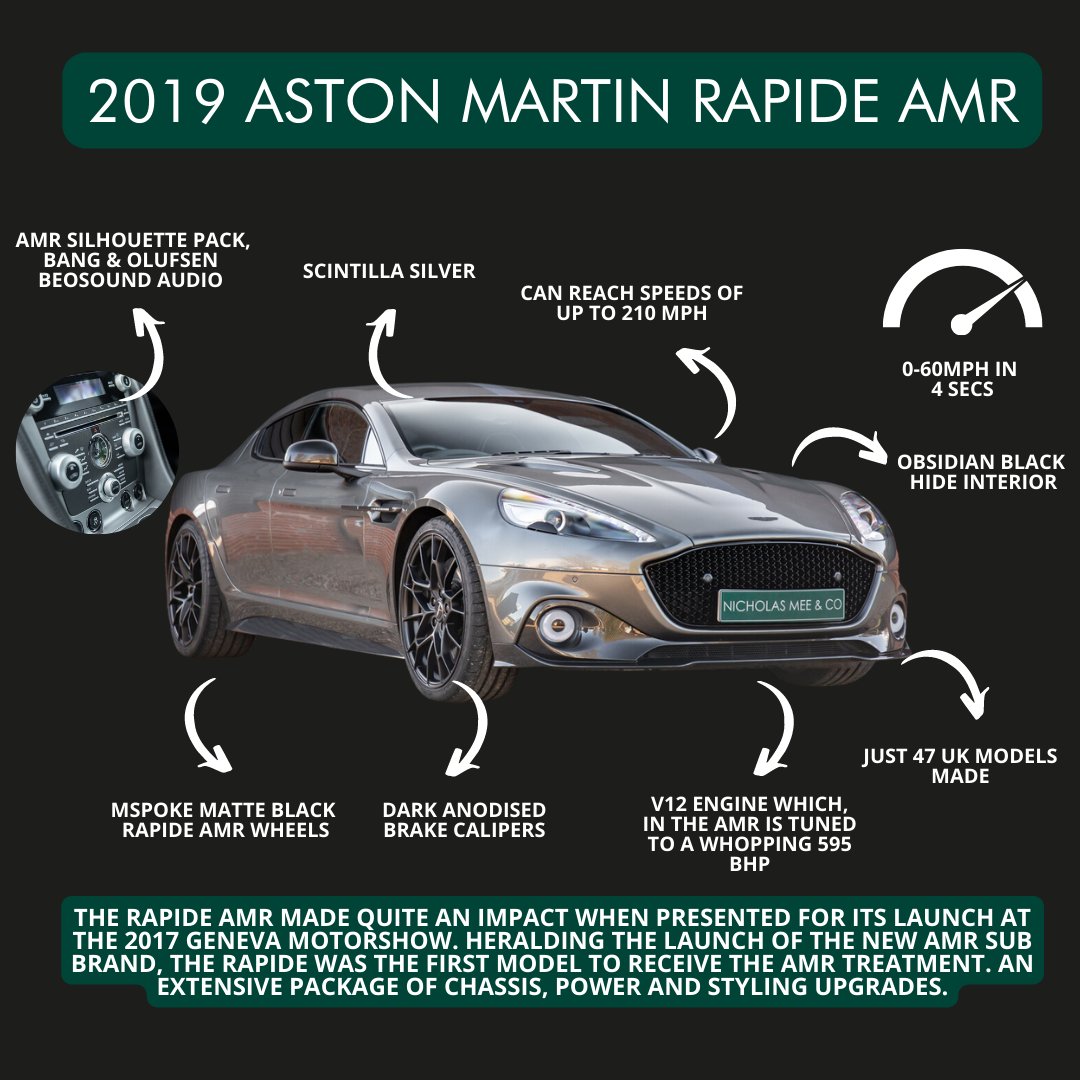 nicholas_mee's tweet photo. The Rapide AMR made quite an impact when presented for its launch at the 2017 Geneva Motorshow. The Rapide was the first model to receive the AMR treatment. An extensive package of chassis, power and styling upgrades.

https://t.co/4WSSuE5aXF

#AMR #RAPIDEAMR #RAPIDE https://t.co/ng6d5RvYSM