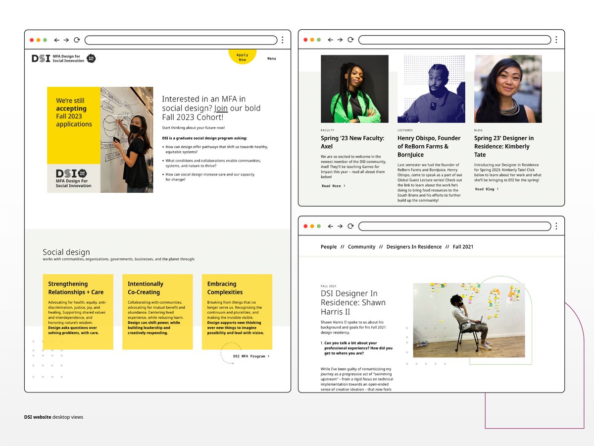Our MFA DSI Brand Identity, created by the fantastic Laneen from Sublation Studio, won Silver and Gold at the 2023 Indigo Design Awards. The rebrand aimed to show how the program had evolved in curriculum, positioning, and clarity of messaging.

<a href="/_sublimestudio/">Sublime Studio</a> <a href="/IndigoAward/">Indigo Award</a>