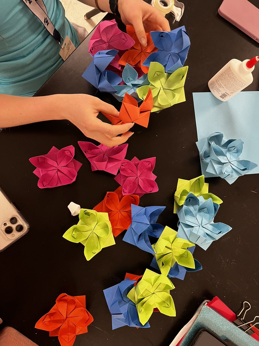 Origami sculptures in Art 1. So excited to see how they combine them to make larger cohesive sculpture!