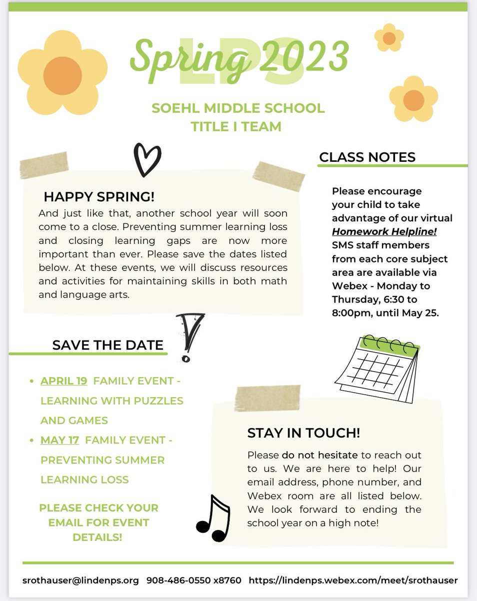 MsRothauser's tweet photo. Spring news from the Title I team @SoehlLPS… 🌷🌷🌷@principalglong @duckett_esl @jensmithELA @LindenSchoolsNJ @lcvandam https://t.co/4yVwgTmFth