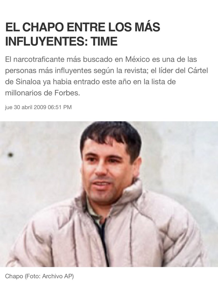 De vez en cuando la revista Time coloca narcotraficantes como los más influyentes!