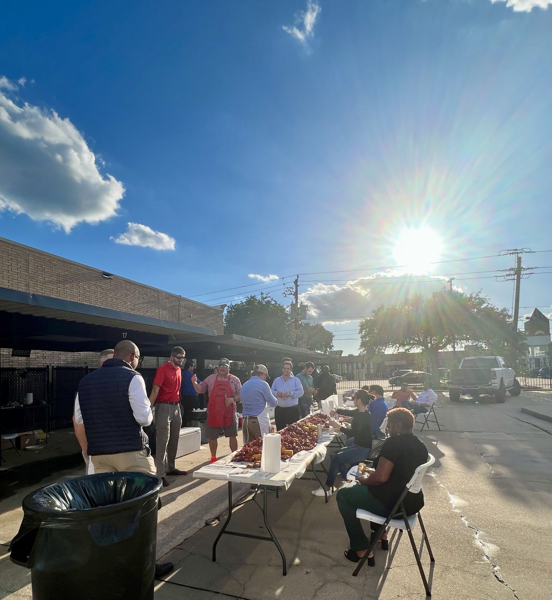 LandParkCRE's tweet photo. LandPark Brokerage's Crawfish Bash was a blast!! Teammates Will, Austin and Tim slay more than #CRE with the boil with these tasty tails🦞Good times with a great team and friends from American Title Company, @FriedmanNews, @Newmark &amp; @MMREIS!

#LandParkLife #HoustonCRE https://t.co/WzmriXNYfF