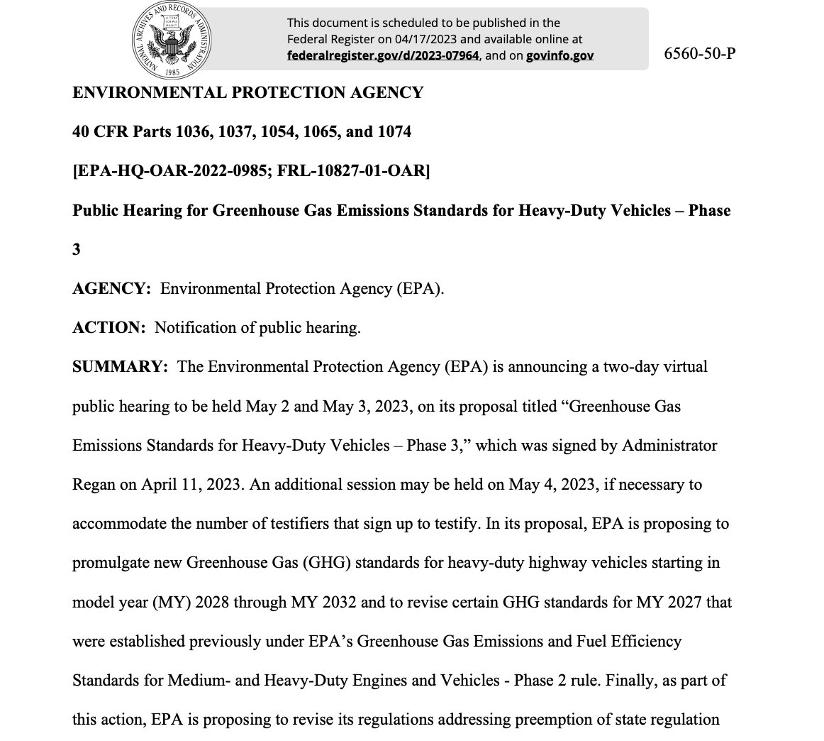 StateImpactCntr's tweet photo. .@EPA will hold a public hearing on 5/2 & 5/3 on its forthcoming proposal: Greenhouse Gas Emissions Standards for Heavy-Duty Vehicles Phase 3, to set new #GHGstandards for heavy-duty highway vehicles. Notice will be published on 4/17. #StateImpactAlert.
https://t.co/P4WbJFMgAY https://t.co/suaFihIRlt