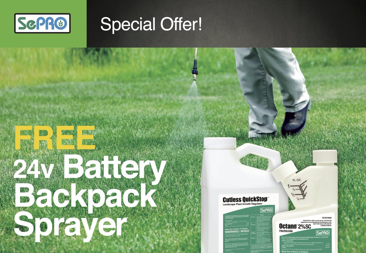 Want a backpack sprayer on us? Purchase two cases of Cutless QuickStop or Octane 2% SC: ow.ly/oavW50NJ7tO