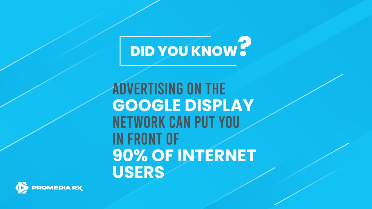 ProMediaRx's tweet photo. Attention new businesses! Looking to build brand awareness and keep your product top-of-mind? Consider using the Google Display Network with over 2 million websites and 650,000 apps reaching 90% of internet users.  #marketing #digitalmarketing #seo #Google https://t.co/E8EEowJyDX