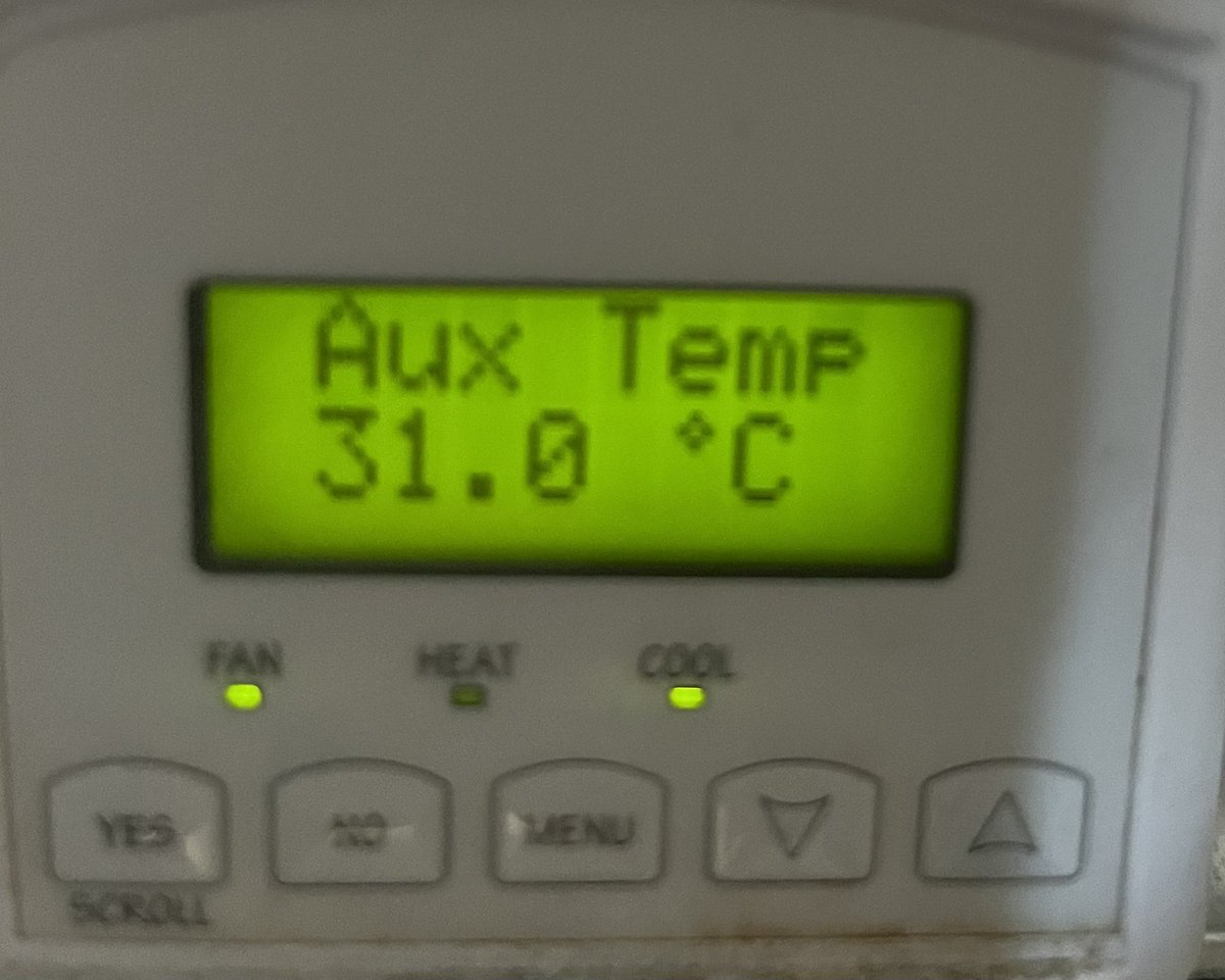 ParsaShahid's tweet photo. Conversation in our learning space today: 🧵

Student 1: 27C in April. THIS is climate change. 
Student 2: But the thermostat says 31 in our classroom. Ms.Shahid, why is it so hot in here? Who can fix this? 
Me: No one at our school can do anything, it’s controlled by the board. https://t.co/ixKhtz5AjZ