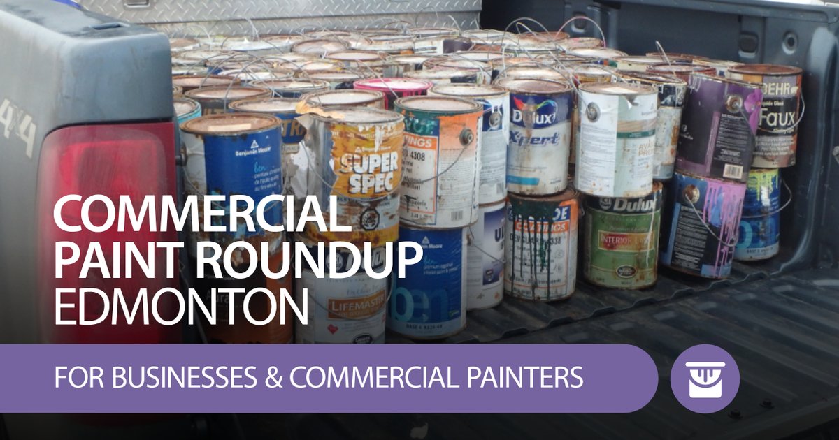 Next Thursday, April 20 is our first Commercial Paint Roundup in #YEG. Painters and Businesses can bring their leftover #paint, empty paint cans, and spray paint to the Edmonton Waste Management Centre, 250 Aurum Road NE, for free #recycling! bit.ly/3m1g1cy #Edmonton