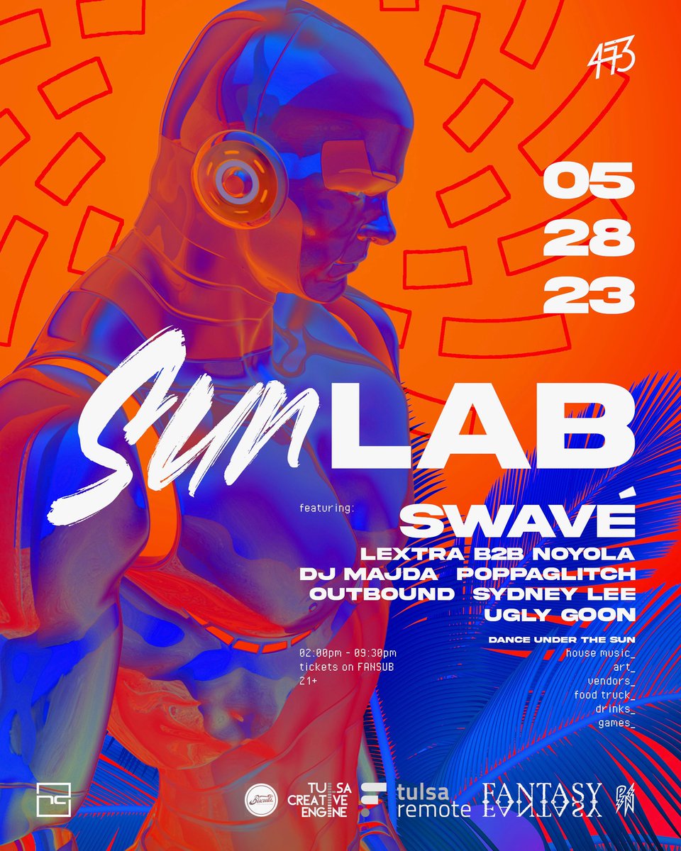 _SunLAB's tweet photo. We present to you guys your SunLAB lineup ☀️🏠🎶🌴
Get ready to dance under the sun to House Music surrounded by great vibes.

Swavè will be making his debut in Oklahoma as he brings all the Latin House vibes💃🏽🕺🏽 Along great local talent and surrounding areas.

Tickets on FANSUB https://t.co/tcUqHSeVmr
