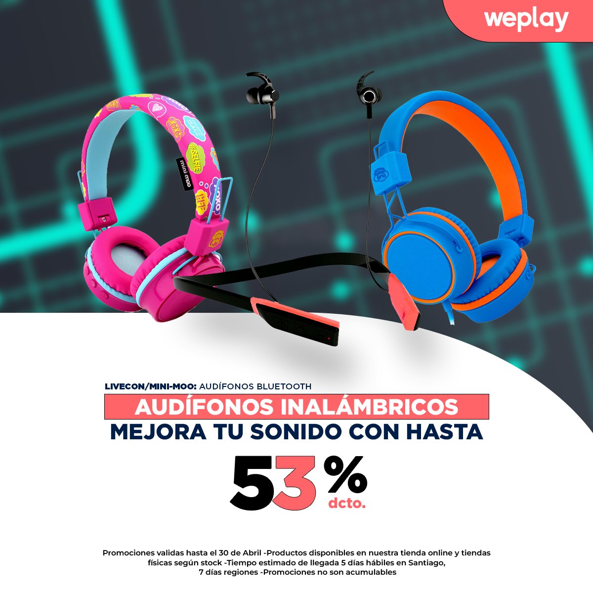 weplaystore_cl's tweet photo. ¡EL #SOUNDTRACK DE TU VIDA ESCÚCHALO CON ESTOS INCREÍBLES DESCUENTOS EN #LIVECON Y #MINIMOO! 🎧🫰 Entra aquí: https://t.co/VEO9ZeG0rx y disfruta hasta un 52% de descuento 😍 Descuentos en nuestra tienda online y tiendas físicas #WeplayStore https://t.co/1QOXgfur8E