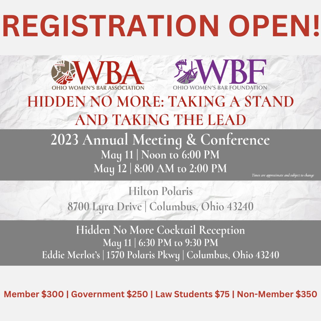Registration for our Annual Meeting is NOW OPEN!  To register, please visit owba.memberclicks.net/am23#!/

#OWBA2023
#OWBF2023