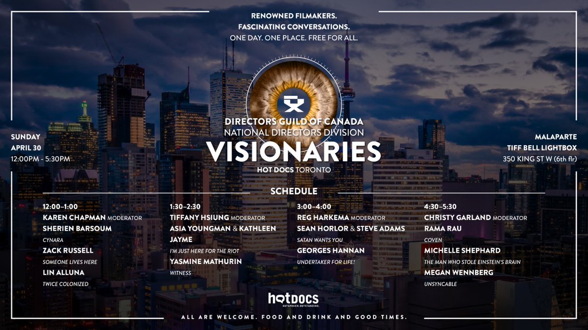 A full day of in-person conversations between world-class filmmakers. Join us on April 30th for Visionaries at Hot Docs 2023. Register in advance: forms.gle/NEY4ZkM3QbAVWb…