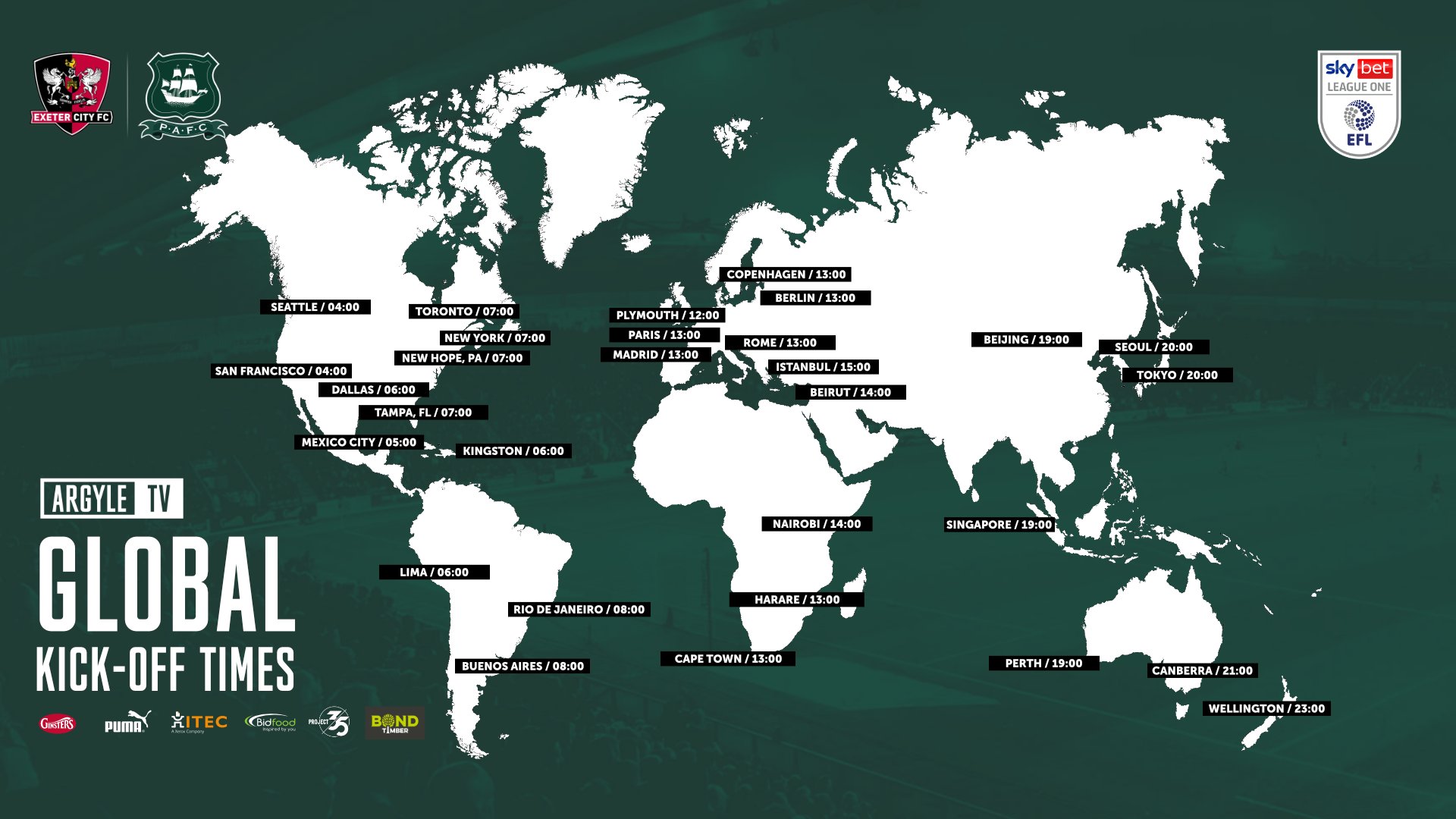 (P)lymouth Argyle FC on Twitter "⏰ The global kick off times for our