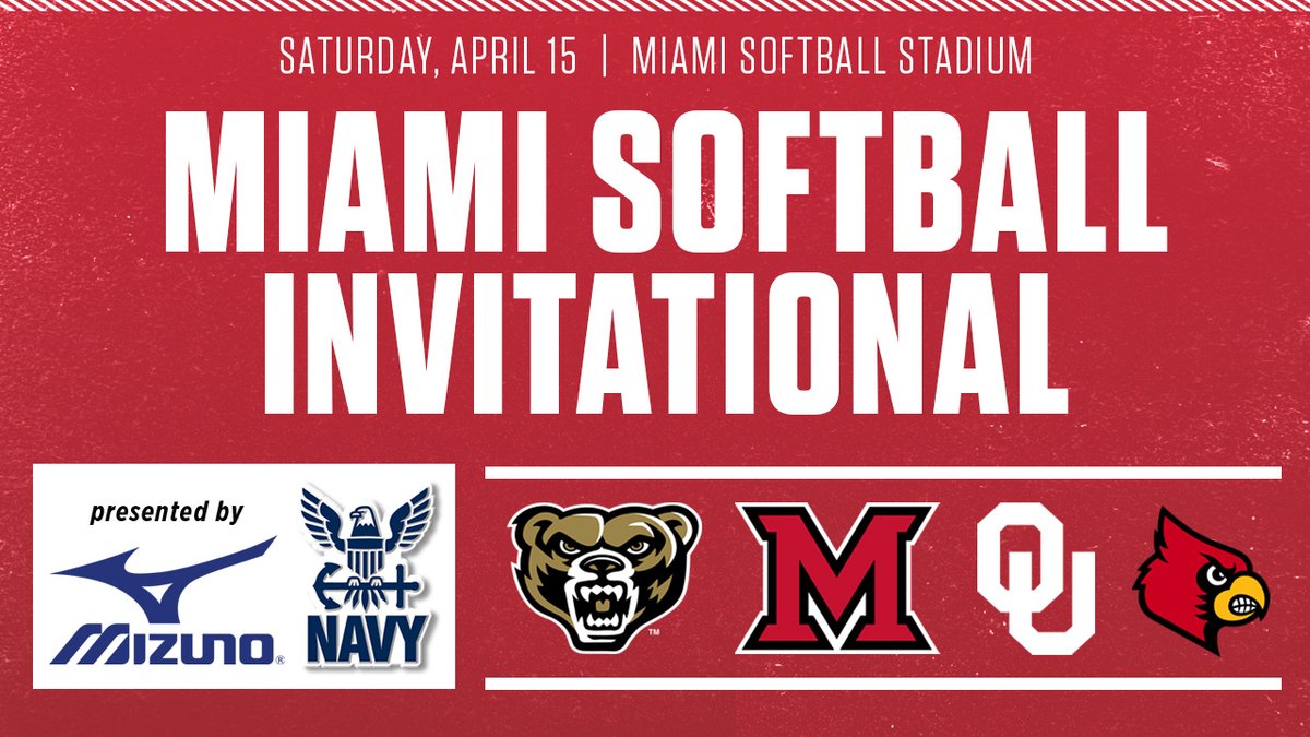 MiamiOH_SB's tweet photo. Due to weather concerns for this weekend (April 15-16), the following changes have been made to the schedule:

Saturday, 1 p.m.- Oakland vs. Miami
Saturday, 4 p.m.- Louisville vs. Oklahoma 
Saturday, 7 p.m.- Oklahoma vs. Miami

#RiseUpRedHawks https://t.co/pZNjhLwhBK