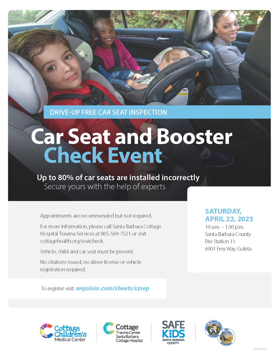 City of Goleta on Twitter "FREE car seat & booster check event next