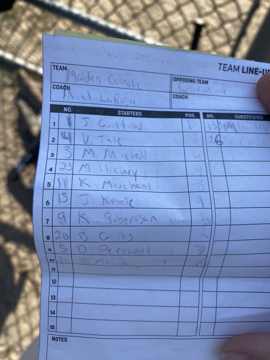 Our lineup for todays game. Go lancers!