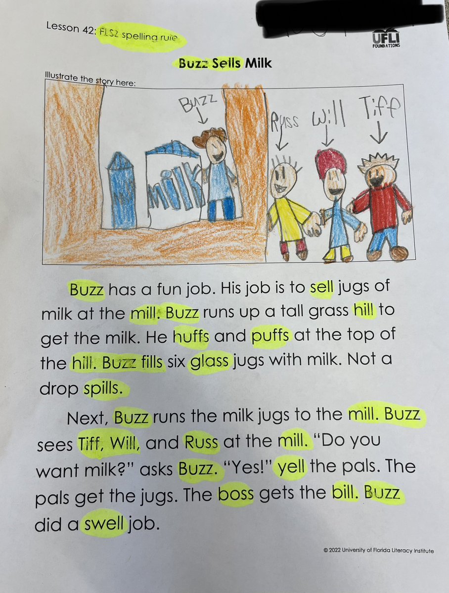 We are learning a lot using the <a href="/UFLiteracy/">UF Literacy Institute</a> program. Students highlighted words that followed the FLSZ spelling rule and drew a labelled picture that showed understanding of the passage. <a href="/gecdsbmariners/">Marlborough P.S.</a>