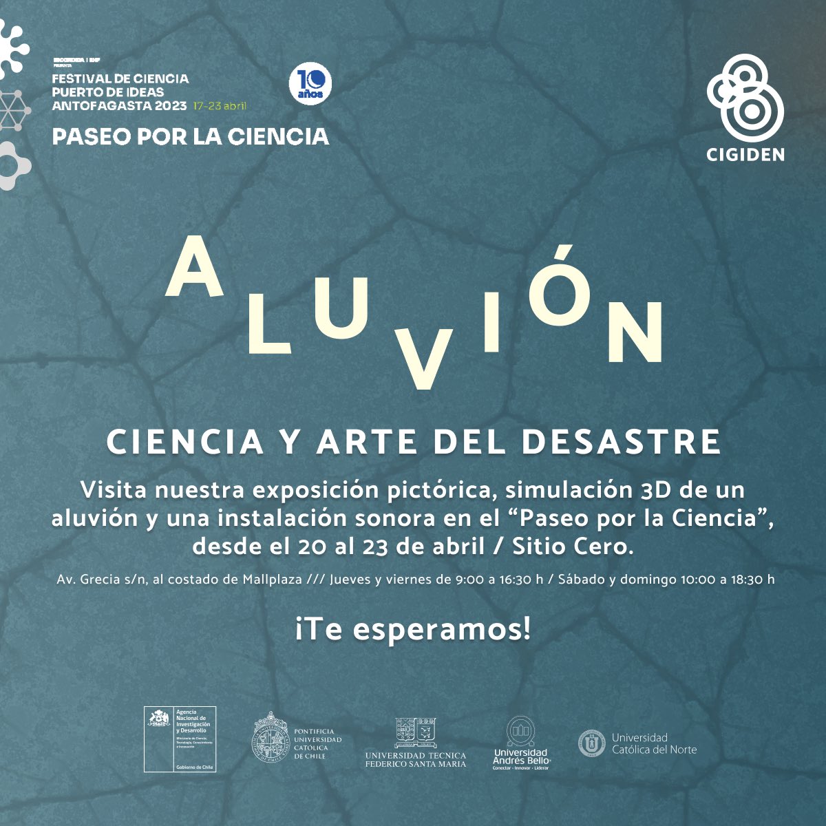 Aluvión | Estamos muy contentos de participar una vez más en el gran encuentro de divulgación científica; “Paseo por la Ciencia” que se realizará la próxima semana la ciudad de #Antofagasta 

¡Las y los esperamos en #PuertodeIdeasAntofa2023!