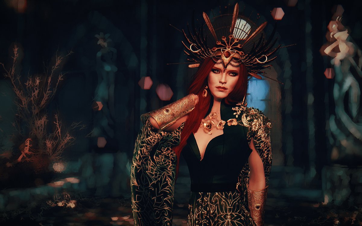 kozakowymods's tweet photo. I just love #zzjay 's Triss Race. Playing with the Dryad gown πΉ jewels by @AlterNative_BP and @magic_witchy #Skyrim #SkyrimMods #triss #merigold #sorceress #gold https://t.co/iweNOhOW2p